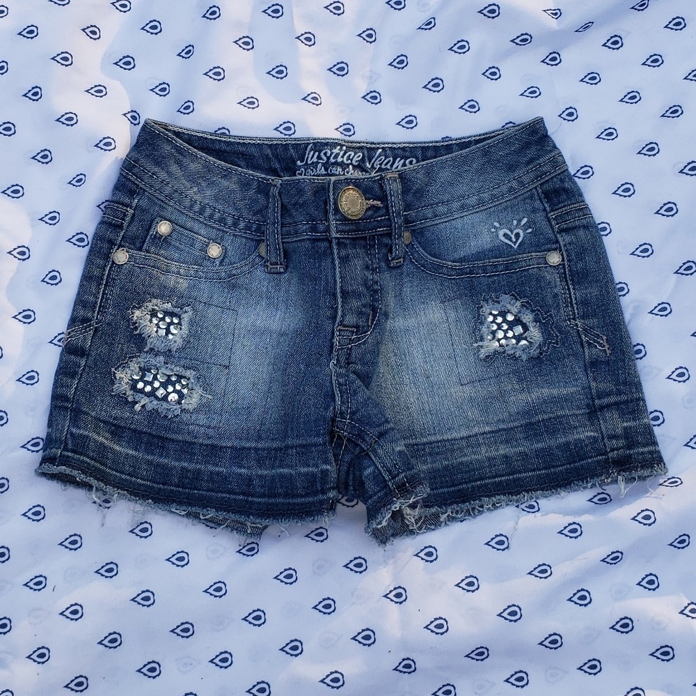 Like New! Justice Raw Hem Denim Shorts size 6R